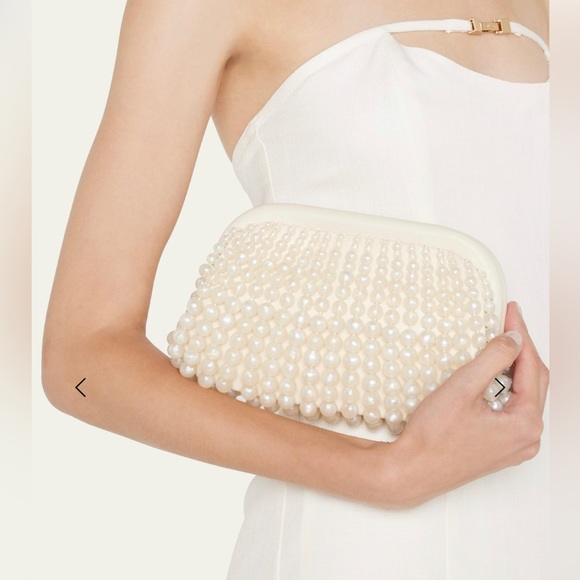 cult gaia Handbags - CULT GAIA Nia Embellished Beads Leather Clutch Bag in Ivory Retail $428